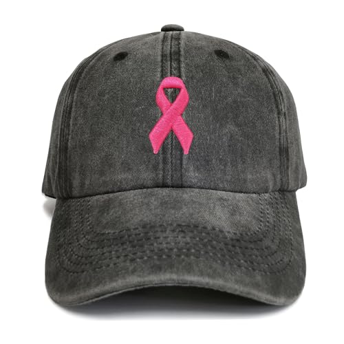 Giavuwn Breast Cancer Awareness Hat for Women, Embroidered Pink Ribbon 3D Logo Baseball Cap