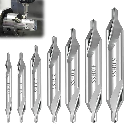 Kit 6 Forets à Centrer HSS – 60° – Tailles 1/1.5/2/2.5/3/5 Mm – Pour Métal, Acier, Alu – Double Tête