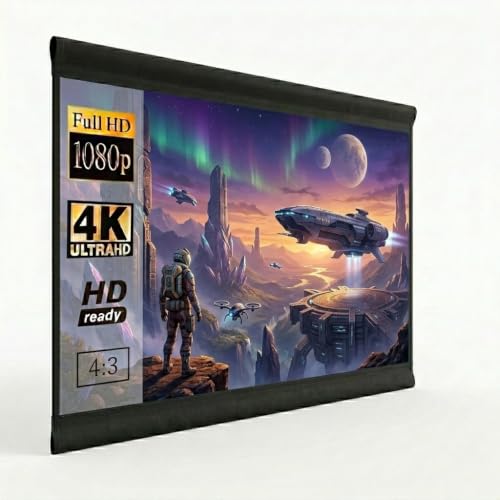 Image of TONZO Portable Fabric Projector Screen (Anti-Light) (Anti-Crease) Wrinkle-Free Ratio 120 Inch 4:3 Full HD 4k 3D Supported for Home Cinema, Theater, Indoor, Outdoor Movie-(5 Ft, (H) x 9Ft (W))