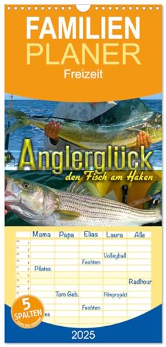 Familienplaner 2025 - Anglerglück - den Fisch am Haken mit 5 Spalten (Wandkalender, 21 cm x 45 cm), CALVENDO: Stimmungsvolle Bilder vom Fischen und ... Fotos beeindruckender Fänge (CALVENDO Sport)