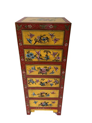 Commode chinoise ancienne - 6 tiroirs - Largeur 45 x hauteur 115 cm