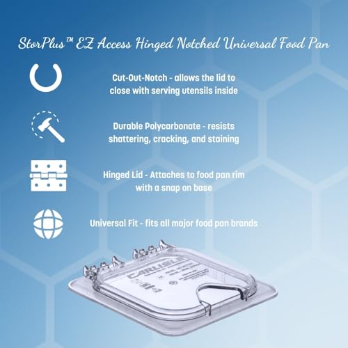 Carlisle FoodService Products StorPlus EZ Access Lid, Cover for 1/9 Size Food Pans, Single Notched, 6.88" x 4.31", 6 Count, Clear by Carlisle Paddles - Used condition - US$24.36