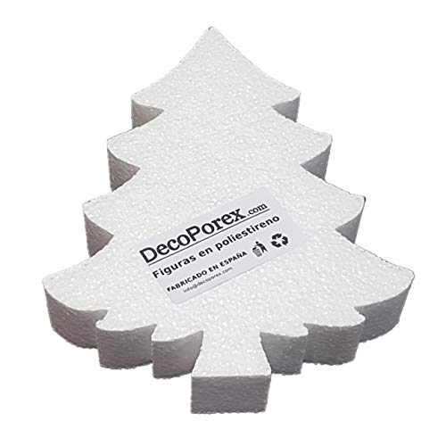 Decoporex - Figura de Abeto Árbol de Navidad de 20cm en Poliestireno sin Pintar, Ideal para Decoraciones Festivas