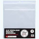 (75) Vinyl Fever Resealable Crystal Clear BOPP Outer Record Sleeves with Flap for Records, Vinyl Albums, and Album Cover - 12.75' x 12.75' with 1.5 Inch Flap for Your Vinyl Storage Solutions