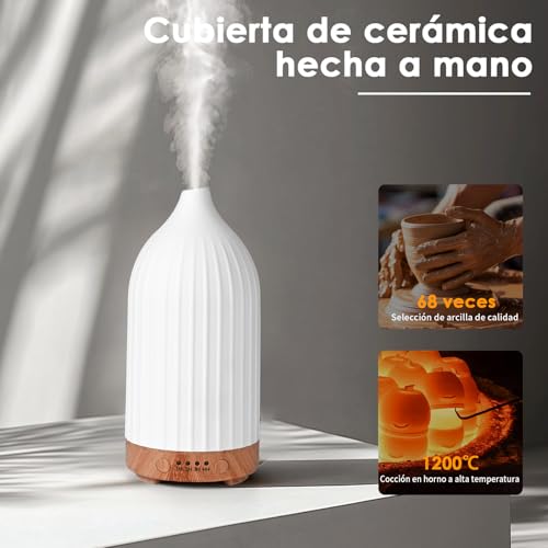 Miniatura 5 de Vankarr Difusor Aceites Esenciales Difusor De Aromas Ultrasónico Difusor De Aromaterapia Humidificador Vaporizador De Esencias Para Casa, Yoga Blanco 100ml