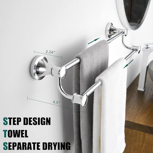 Hoimpro Adjustable Retractable 12-25 Inches Stainless Steel Bathroom Towel Bar, Bathroom Accessories Bath Hotel Double Towel Bar Rod Hanger Wall Mounted Towel Holder Towel Rack, Polished Chrome by Hoimpro - Image 5