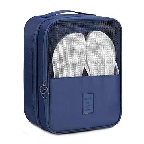 compact shoe bag/organizer/pouch | protect 3 pairs of shoes | perfect for travel and daily storage (dark blue)