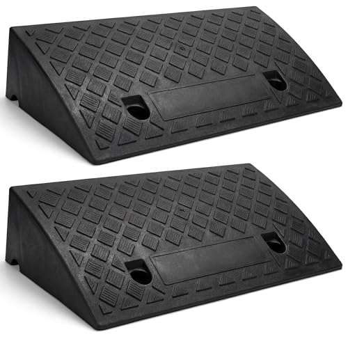 NIOGLXO 5" Rise Threshold Ramps for Doorways, Curb Ramps for Driveway 2 Pack, 6614lbs Capacity Portable Rubber Wheelchair Ramp, Driveway Ramp for Car, Cart, Hand Truck, Motorcycle, Bikes, Dollies by NIOGLXO - Used condition - US$40.06