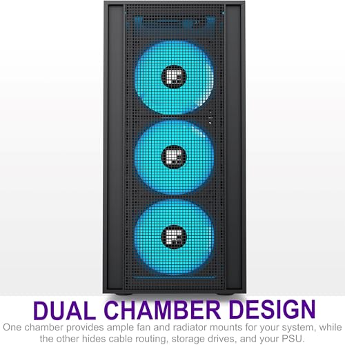 FOIFKIN K11 PC Case - Pre-Installed with 4 PWM ARGB Fans, ATX Mid-Tower Gaming Case, Hinged Tempered Glass, Black, FOIFKIN (Black, K11)