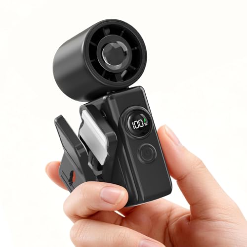 Dnenellr Ventilateur Portable à Main, Mini Ventilateur USB Rotative, Écran LED Numérique, 4 Vitesses 13500RPM, Rechargeable 2400mAh pour Voyage, Maquillage, Bureau, Extérieur, Été (Noir)