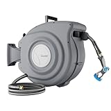 Retractable Garden Hose Reel 1/2 in x 100 ft Heavy Duty Automatic Water Hose Reel with 10-Function Sprayer Nozzle Kink-Free Auto Rewind Any-Length Lock 180° Swivel UV Resistant - Dark Gray