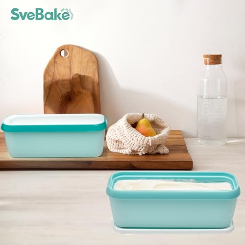 SveBake Ice Cream Storage Containers with Lids 2 PACK - 1.5 Quarts Homemade Ice Cream Tubs, Freezer Containers, Turquoise & Green - Thumbnail 6