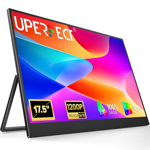 UPERFECT przenośny monitor 17,5 cala, 1920 × 1200P FHD przenośny monitor 16:10 125% sRGB 1500:1 IPS z USB-C i HDMI, ultra cienki - ochrona oczu - zewnętrzny drugi ekran do komputerów PC/Mac/PS3/4/5
