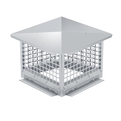 GarveeTech 12 in x 12 in Chimney Cap - 304 Stainless Steel Mesh Cover, Easy Bottom Installation, Weatherproof & Spark Arrestor for Outside Clay Flue Tile (Fits 10 in-12 in Adjustable), Silver by GarveeTech - Used condition - US$43.02