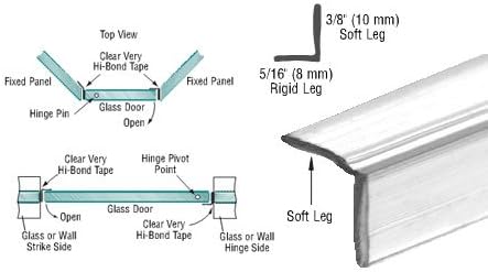 CRL Translucent Vinyl Edge "L" Seal with Pre-Applied Tape for 3/8" Maximum Gap - 95 in long