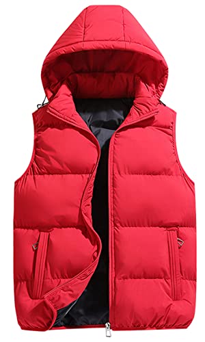 Image of SEAUR Mens Puffer Vest Warm Down Zipper Lightweight Waterproof Sleeveless Coat Jackets with Pockets Hooded