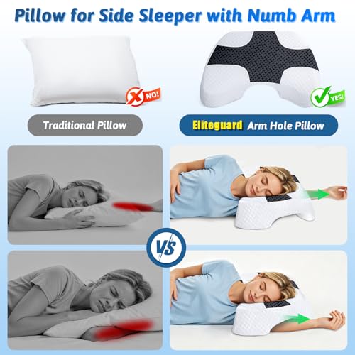 Eliteguard Side Sleeper Pillow with Arm Hole for Neck & Shoulder Pain, Grey by Eliteguard - Image 3