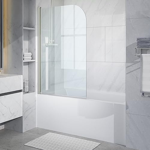 Ckb Portland 35 In. W X 55 In. H Frameless Pivot Tub Door 1/5" Clear Glass. 180 Degree Rotatable Bathtub Shower Door, Brushed Nickel #TOP6