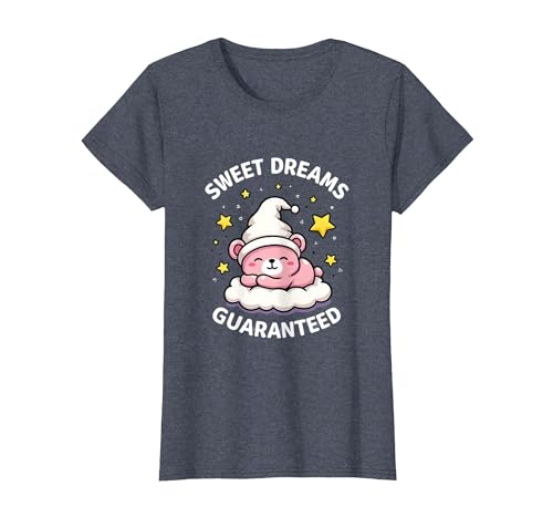 Sweet Dreams Guaranteed Cute Dreamy Design T-Shirt, Women, Heather Blue, Large
