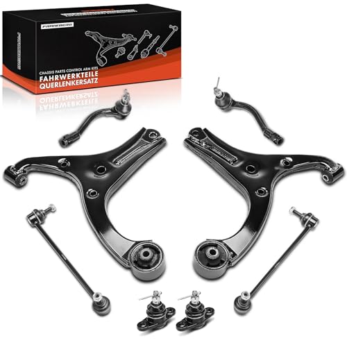 Frankberg 2x Control Arm 2x Stabiliser Link 2x Tie Rod End Track Rod End 2x Ball Joint Assembly Compatible with Accent III MC 1.4L-1.6L 2005-2010 Rio II JB 1.4L-1.6L 2005-2006 Replace# ES800350