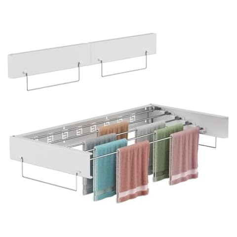 MYXLINK Laundry Wall Mounted Clothes Drying Rack, 40 INCH Wide, 60lbs Capacity,16.4 Linear Ft,Foldable Clothing Drying Rack Cover