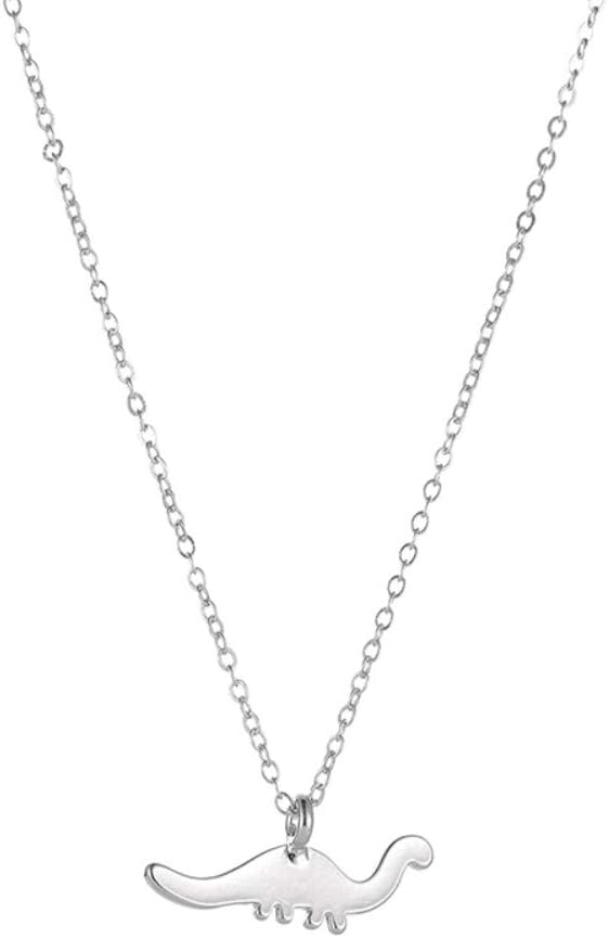 zmigrapddn Alloy Pendant Necklace, Fashion Jewelry Decor Long Tail Dinosaur Collarbone Chain Necklace for Women Silver