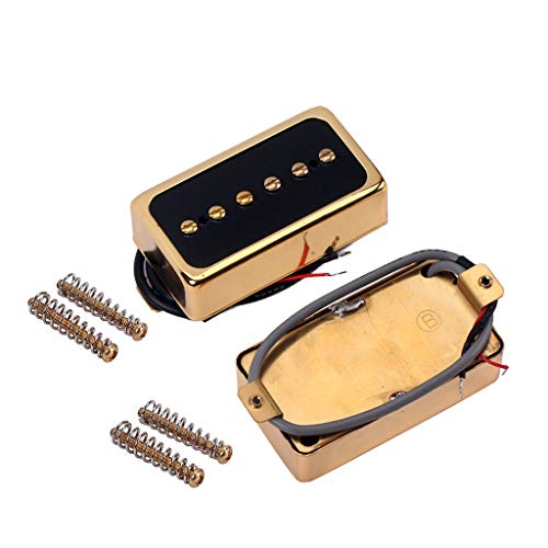 P90 Pickup Set,Alnico V Single Coil Bridge & Neck Pickups For Les Paul P90 Style Humbucker Size Electric Guitar (Black Golld) #TOP4