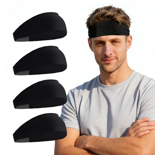Image of Cooling Headbands for Men 4 Pack, Moisture Wicking Sweat Bands for Gym