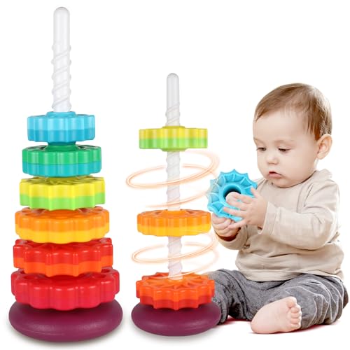 GKKBSJ Spinning Stacking Toys for Toddlers 1-3, Ring Stacker Baby ...