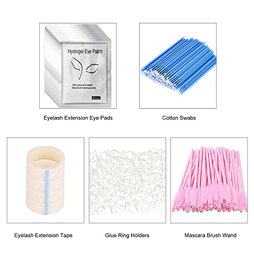 Henniu Kit de extensão de cílios Descartável Pincel de rímel Bastão de algodão Cotonetes Suportes de