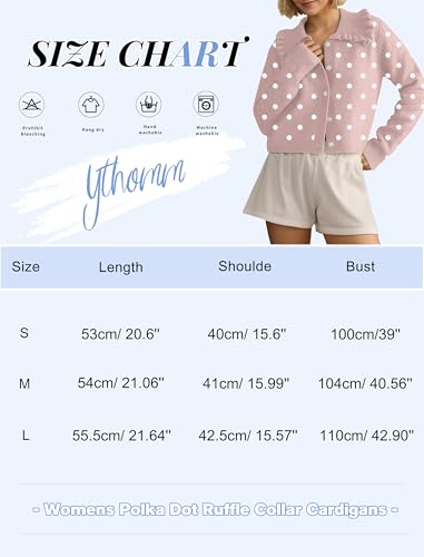 Image of Ythomm Womens Ruffle Collar Cropped Cardigans Button Down Open Front Long Sleeve Knit Sweater Jackets Casual Solid Fall Tops