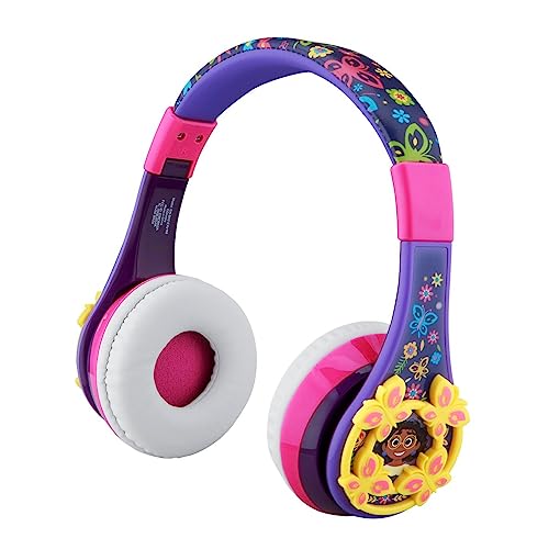 eKids Disney Encanto Kids Bluetooth Headphones, Wireless Headphones with Microphone Includes Aux Cord, Volume Reduced Kids Foldable Earphones