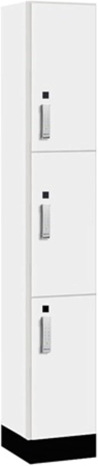 Salsbury 12" Wide Premier Wood Locker-Triple Tier-1 Wide-6 Feet High-15 Deep-Arctic White-Silver Electronic Locks