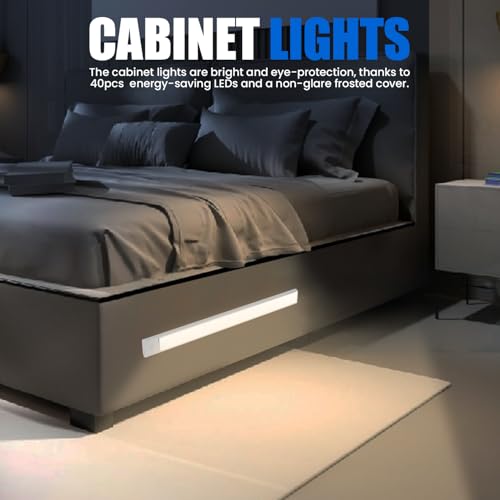 Image of Under Cabinet Wireless LED Lights, Rechargeable Motion Sensor Light Bar, 2 Pack Dimmable, 3 Color Temps Magnetic Closet Bars, Wireless Under Counter Light for Kitchen, Hallway, Stairway