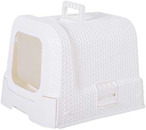 PawHut Pet Cat Litter Box 54L × 42W × 41H cm with Scoop White