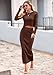 PRETTYGARDEN Women's Spring Fall 2 Piece Sweater Set Rib Knit Long Sleeve Crop Top Maxi Bodycon Skirt Casual Winter Outfits (Coffee,Medium)