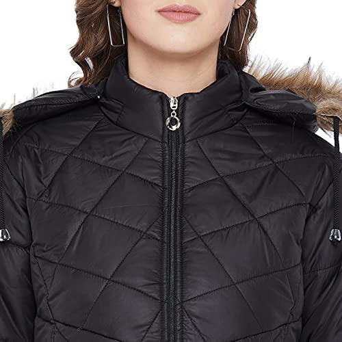 Image of VERO AMORE Women's Black winter wear full sleeve solid parka Jacket-2175A