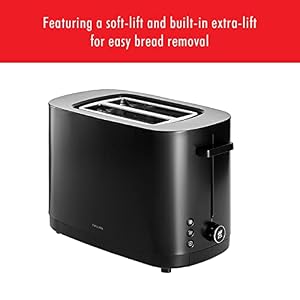 ZWILLING Enfinigy 2 Slice Toaster with Extra Wide 15 Slots for Bagels 7 Toast Settings Even Toasting Reheat Cancel Defrost Black