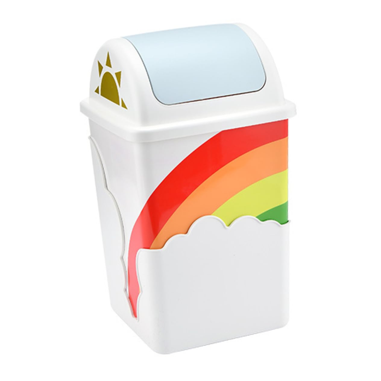 MUSISALY 1pc Trash Can Boys and Girls Rainbow Bathroom Boys and Girls Room Decor Lidded Plastic Rubbish Container for Home