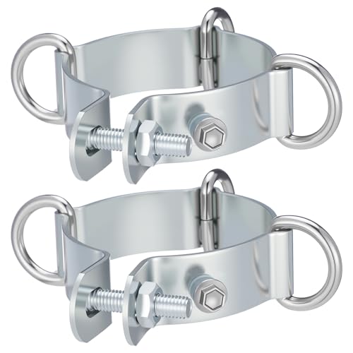 ElaraBerry 2 Pcs 3" D-Ring Clamp for Sun Shade Sail Poles Metal Pole Clamps for Shade Sail Hardware Outdoor Awning Canopy Support Accessories (3 Inches / 7.6 cm)