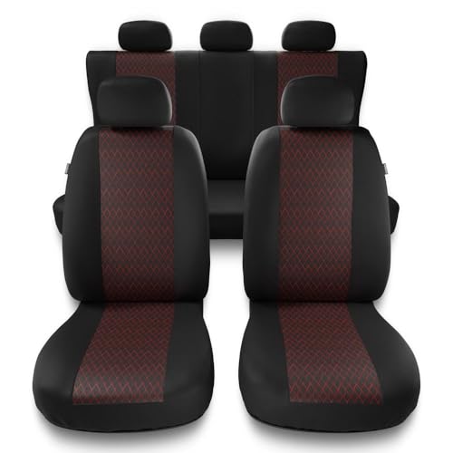Mossa Coprisedili Compatibili Con Fiat Punto Grande, Evo, 2012 (2005-2018) - Fodere Sedili - Set Coprisedili Auto Universali - Pf-Rd