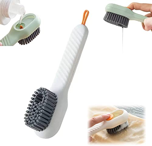 Image of Multifunctional Liquid Shoe Brush with Liquid Box, Adding Liquid Filled Shoe Washing Brush with Soap Dispenser Press Type, Long Handle Shoe Scrubbing Brush Cleaning with New Liquid Cartridge
