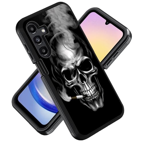 ZXHSBROK for Samsung Galaxy A18/A17/A16 5G Phone Case, Skull Smoking | Heavy Duty 3-Layer Hybrid Hard PC & Soft Silicone [Military Grade] Shockproof Drop Full-Body Protective Cover 6.7-inch