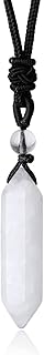 YATOJUZI Clear Quartz Healing Crystal Stone Necklace Hexagonal Pointed Pendant Necklaces Adjustable Rope Natural Gemstone Necklace Reiki Enger Quartz Jewelry for Women Men