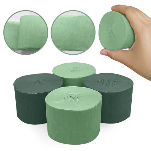 Image of 4 Crepe Paper Streamers Rolls, 328ft Sage Green Crepe Paper for Birthday Baby Shower Gender Reveal Wedding Party Decoration (1.8 inch x 82 ft /Roll)