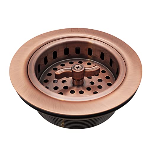 Westbrass Wing Nut Style Large Kitchen Sink Basket Strainer, Antique Copper, D213-11 #TOP4
