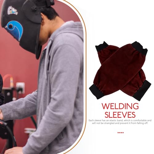 Mangas de soldadura de cuero resistentes al calor y protectores de brazos ajustables 3