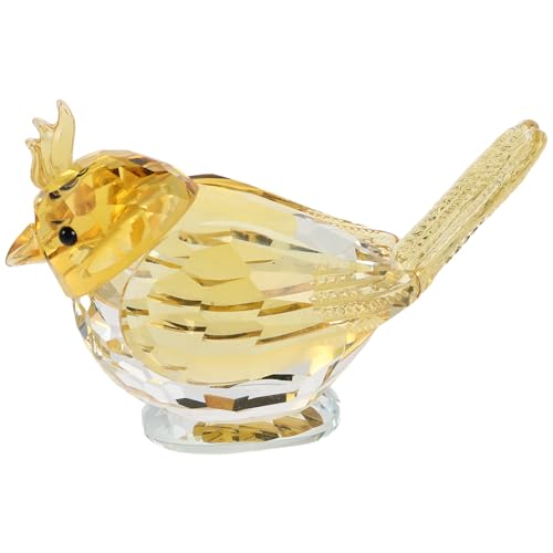 Oiseau en cristal jaune pour décoration de table et bureau
