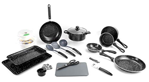 21pc Kitchen All-in-One Starter Pack Black Marble or Copper Style (Black Marble)