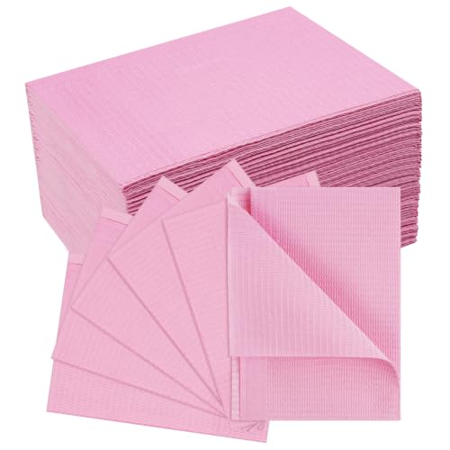 AOOSU Tattoo Pads Dental Bibs Waterproof Anti-Fouling Tattoo Bibs Tablecloths Disposable Aprons Disposable Bib for Manicure Eyebrows Tattoo Eyelash Technique 50pcs - Pink